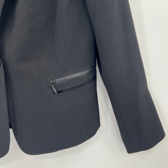 Calvin Klein Blazer Womens 12 Black Stretch Suit Jacket Office Goth Academia - Picture 4 of 5